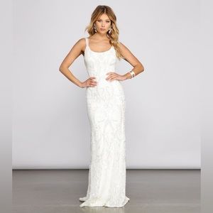 Women’s Windsor Sequin Mesh Cross-Back Dress NWT